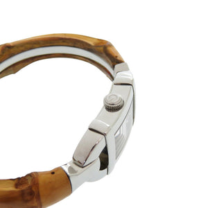 美品 グッチ バンブー 6800L SS バンブー ブラック 黒文字盤 クオーツ 腕時計 1490【中古】GUCCI