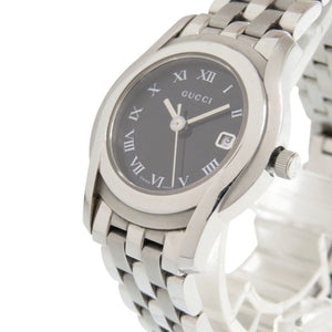 グッチ 5500L SS ブラック シルバー 黒文字盤 クオーツ 腕時計 1491【中古】GUCCI