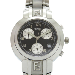 フェンディ オロロジ クロノグラフ 031-4500G-756 SS ブラック シルバー クオーツ 腕時計 黒文字盤 1502【中古】FENDI