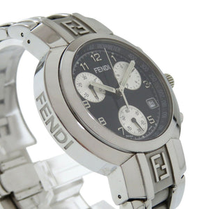 フェンディ オロロジ クロノグラフ 031-4500G-756 SS ブラック シルバー クオーツ 腕時計 黒文字盤 1502【中古】FENDI