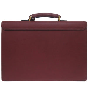 新品同様 バーバリー レザー シボ革 ボルドー ゴールド金具 ビジネスバッグ 赤 1511【中古】BURBERRY メンズ