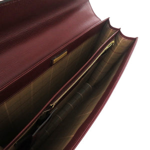 新品同様 バーバリー レザー シボ革 ボルドー ゴールド金具 ビジネスバッグ 赤 1511【中古】BURBERRY メンズ