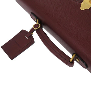 新品同様 バーバリー レザー シボ革 ボルドー ゴールド金具 ビジネスバッグ 赤 1511【中古】BURBERRY メンズ