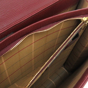 新品同様 バーバリー レザー シボ革 ボルドー ゴールド金具 ビジネスバッグ 赤 1511【中古】BURBERRY メンズ