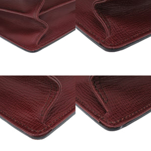 新品同様 バーバリー レザー シボ革 ボルドー ゴールド金具 ビジネスバッグ 赤 1511【中古】BURBERRY メンズ