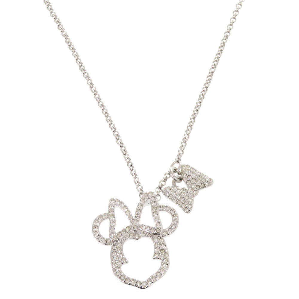 新品同様 スワロフスキー × ディズニー Minnie Mouse Pave メタル ラインストーン シルバー ピンク ネックレス ペンダント 1518【中古】SWAROVSKI
