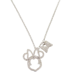 新品同様 スワロフスキー × ディズニー Minnie Mouse Pave メタル ラインストーン シルバー ピンク ネックレス ペンダント 1518【中古】SWAROVSKI