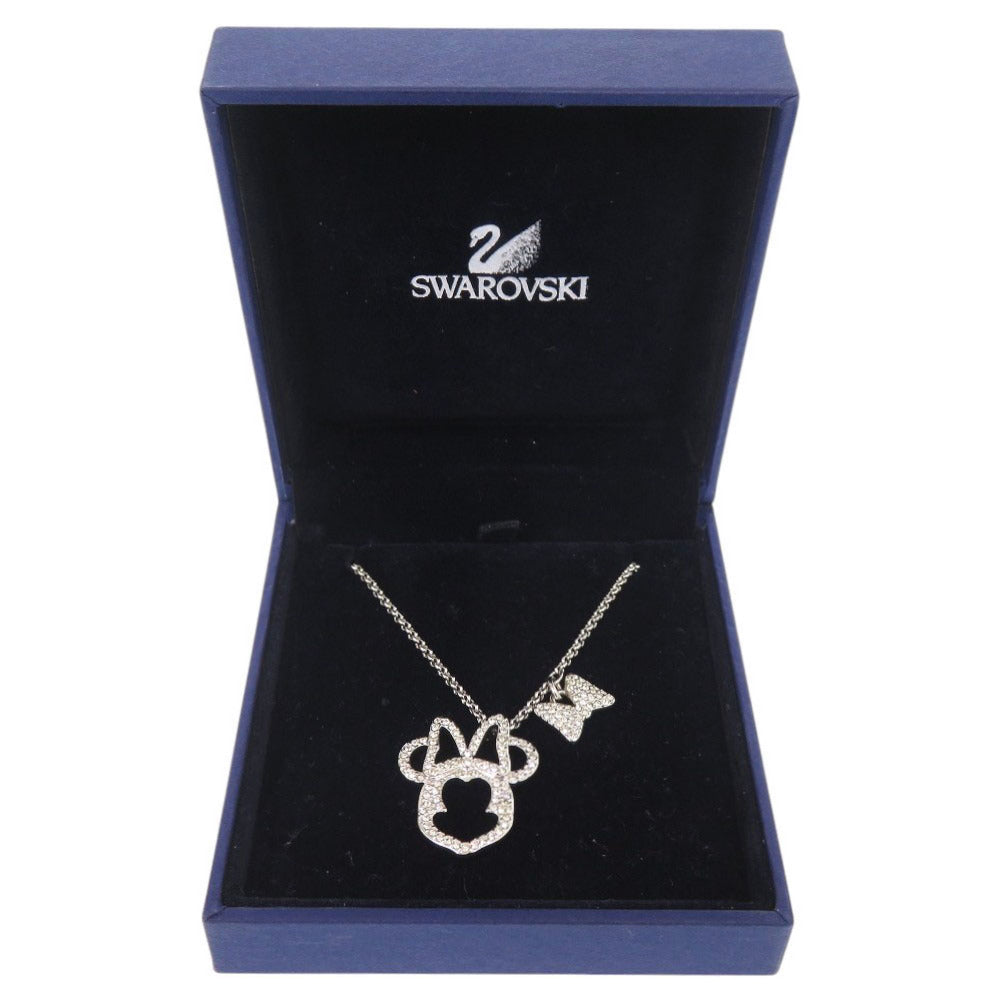新品同様 スワロフスキー × ディズニー Minnie Mouse Pave メタル ラインストーン シルバー ピンク ネックレス ペンダント 1518【中古】SWAROVSKI