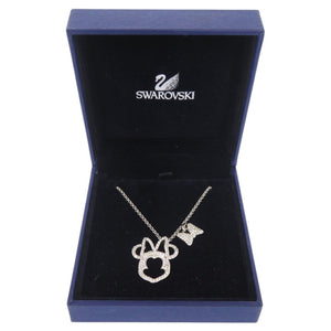 新品同様 スワロフスキー × ディズニー Minnie Mouse Pave メタル ラインストーン シルバー ピンク ネックレス ペンダント 1518【中古】SWAROVSKI