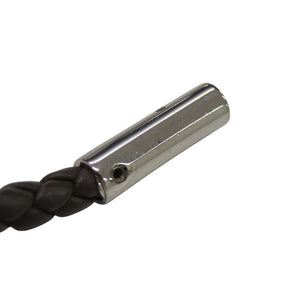 美品 トッズ 2連 編み込み ウーブンブレスレット ロゴ レザー ダークブラウン 1519【中古】TOD’S