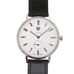 ドゥッファ DF-9001-03 SS レザー ホワイト ブラック 白文字盤 クオーツ 腕時計 1520【中古】DUFA