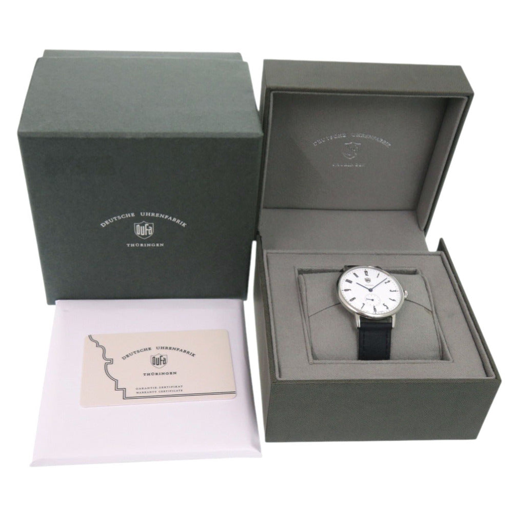 ドゥッファ DF-9001-03 SS レザー ホワイト ブラック 白文字盤 クオーツ 腕時計 1520【中古】DUFA