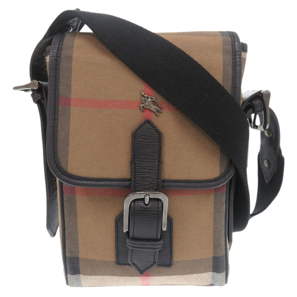 美品 バーバリー メガチェック キャンバス レザー ブラウン ショルダーバッグ 1521【中古】BURBERRY メンズ