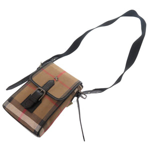 美品 バーバリー メガチェック キャンバス レザー ブラウン ショルダーバッグ 1521【中古】BURBERRY メンズ