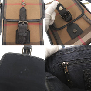 美品 バーバリー メガチェック キャンバス レザー ブラウン ショルダーバッグ 1521【中古】BURBERRY メンズ