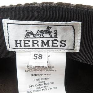 新品同様 エルメス ヴォーバン ヴェルヴェット 58 コットン ブラウン キャスケット 帽子 1523【中古】HERMES