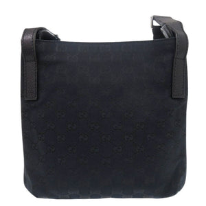 美品 グッチ 122793 GGキャンバス レザー ブラック ショルダーバッグ 黒 1530【中古】GUCCI