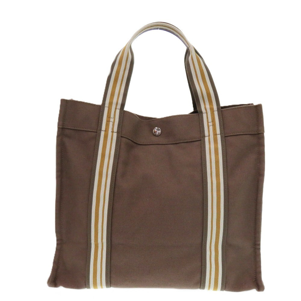 美品 エルメス サックドプラージュ 2201-20  キャンバス ブラウン 1535 茶 トートバッグ【中古】HERMES