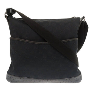 美品 グッチ 145857 GGキャンバス レザー ブラック ショルダーバッグ 黒 1543【中古】GUCCI