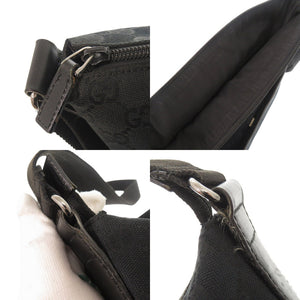 美品 グッチ 145857 GGキャンバス レザー ブラック ショルダーバッグ 黒 1543【中古】GUCCI