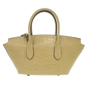 新品同様 ポロ ラルフローレン クロコ型押し 428907595001 レザー ベージュ 2way ハンドバッグ 1555【中古】POLO RALPH LAUREN