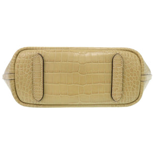 新品同様 ポロ ラルフローレン クロコ型押し 428907595001 レザー ベージュ 2way ハンドバッグ 1555【中古】POLO RALPH LAUREN