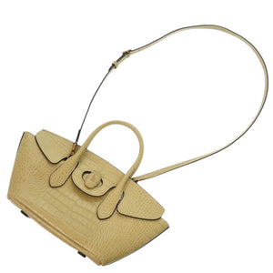 新品同様 ポロ ラルフローレン クロコ型押し 428907595001 レザー ベージュ 2way ハンドバッグ 1555【中古】POLO RALPH LAUREN