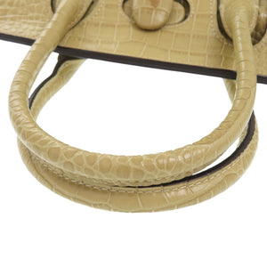 新品同様 ポロ ラルフローレン クロコ型押し 428907595001 レザー ベージュ 2way ハンドバッグ 1555【中古】POLO RALPH LAUREN