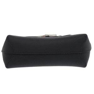 美品  ロンシャン Roseau ロゾ レザー ブラック シルバー金具 ハンドバッグ 黒 1561【中古】 レディース