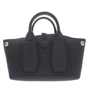 美品  ロンシャン Roseau ロゾ レザー ブラック シルバー金具 ハンドバッグ 黒 1561【中古】 レディース