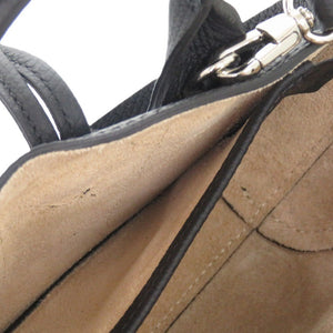 美品  ロンシャン Roseau ロゾ レザー ブラック シルバー金具 ハンドバッグ 黒 1561【中古】 レディース