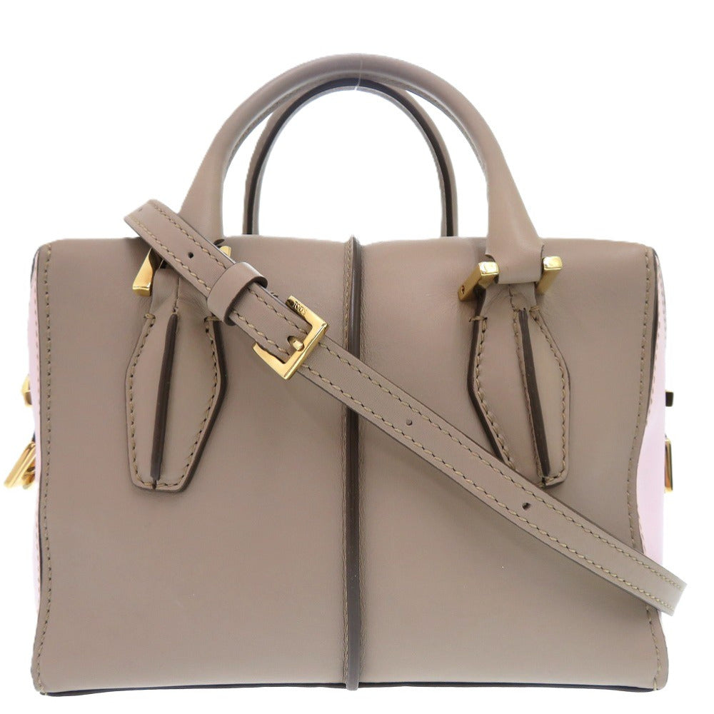 美品 トッズ D-CUBE D-キューブ レザー 本革 グレー ゴールド金具 ハンドバッグ 1563【中古】TOD’S レディース