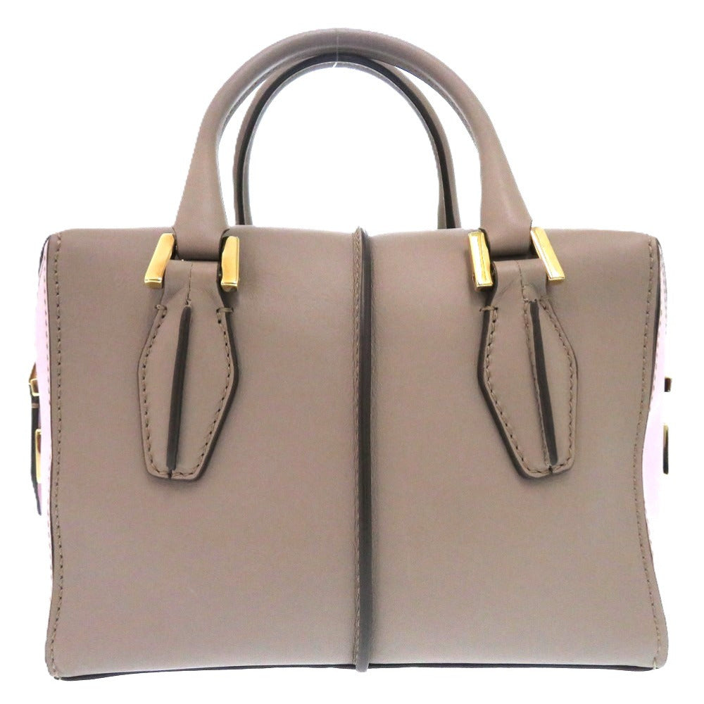 美品 トッズ D-CUBE D-キューブ レザー 本革 グレー ゴールド金具 ハンドバッグ 1563【中古】TOD’S レディース
