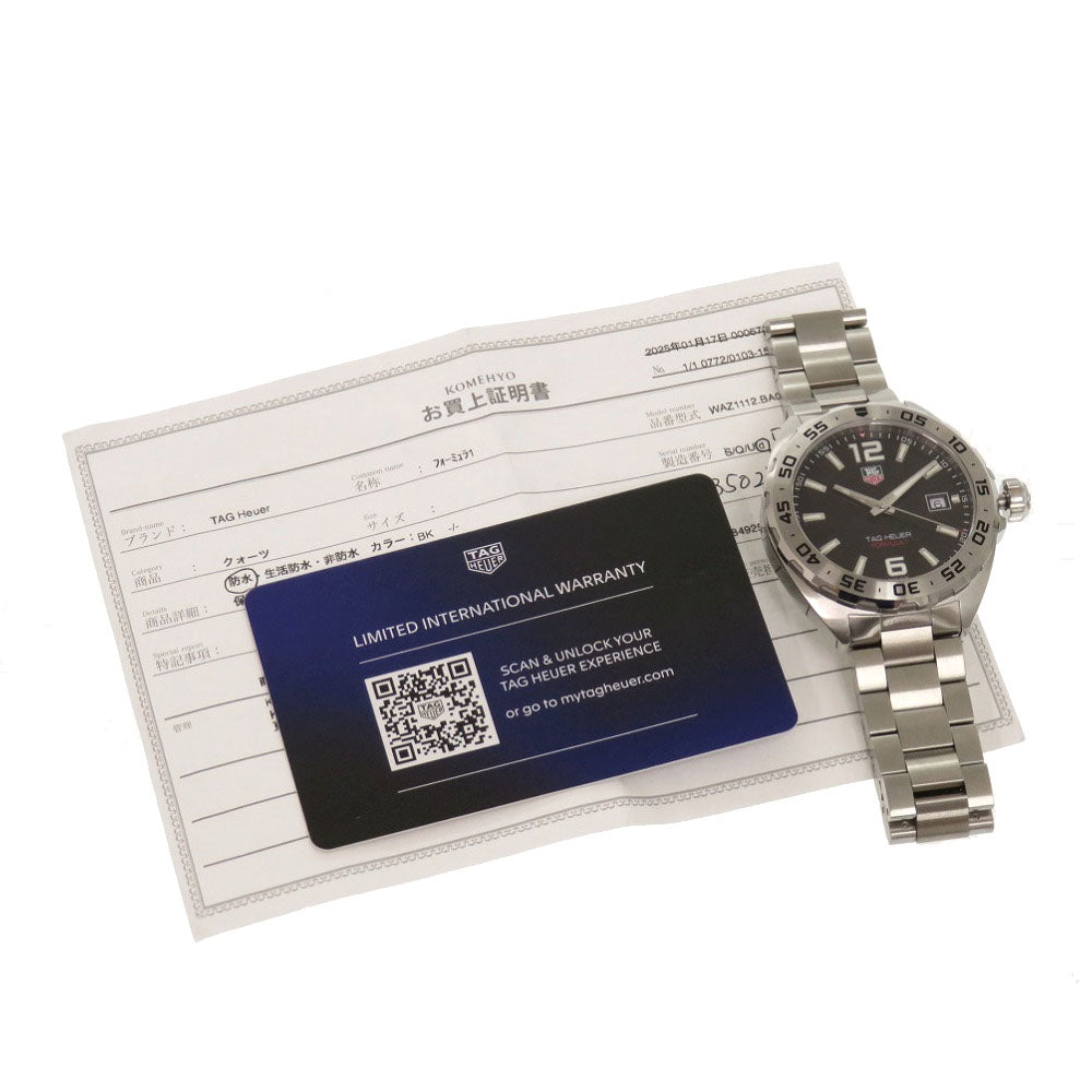 美品 タグホイヤー フォーミュラ1 WAZ1112 SS ブラック クオーツ 腕時計 黒文字盤 1579【中古】TAG HEUER