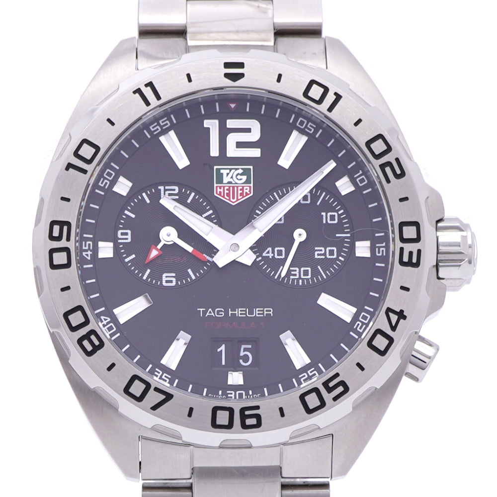 新品同様 タグホイヤー フォーミュラ1 アラーム WAZ111A クオーツ 腕時計 SS ブラック 黒文字盤 1582【中古】TAG HEUER メンズ