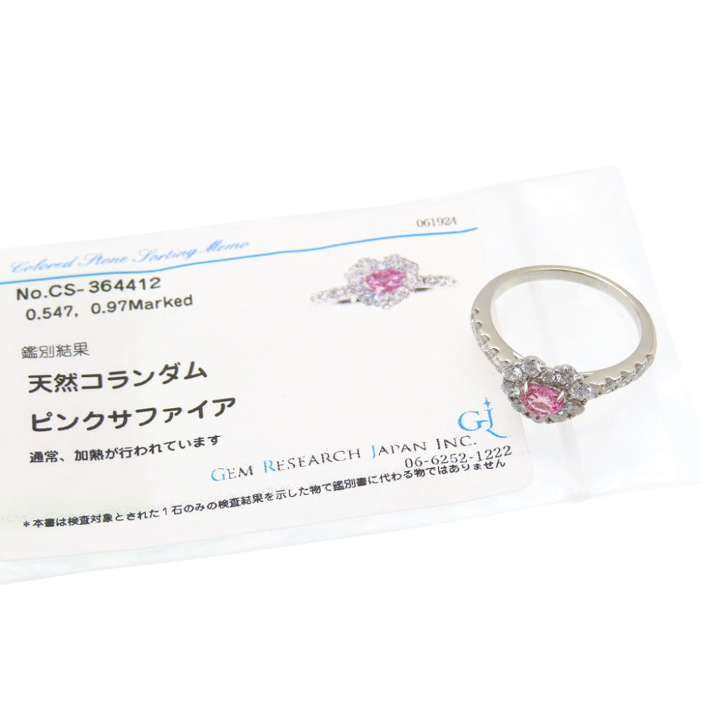 新品同様 ピンクサファイア0.547ct ダイヤモンド0.97ct Pt900 リング プラチナ/ダイヤモンド/ピンクサファイア 指輪 16号 ジュエリー 1586【中古】レディース