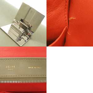 セリーヌ 2WAY トラペーズ ハンドバッグ レザー スエード ショルダーバッグ オレンジ 0010【中古】CELINE