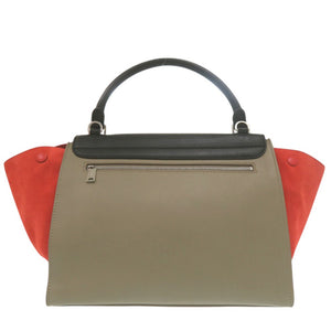 セリーヌ 2WAY トラペーズ ハンドバッグ レザー スエード ショルダーバッグ オレンジ 0010【中古】CELINE