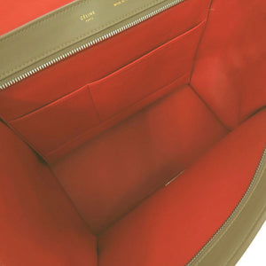 セリーヌ 2WAY トラペーズ ハンドバッグ レザー スエード ショルダーバッグ オレンジ 0010【中古】CELINE