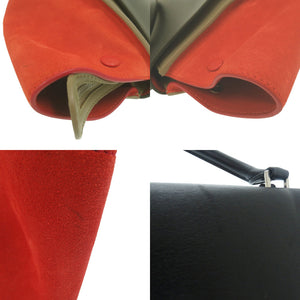 セリーヌ 2WAY トラペーズ ハンドバッグ レザー スエード ショルダーバッグ オレンジ 0010【中古】CELINE