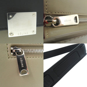 セリーヌ 2WAY トラペーズ ハンドバッグ レザー スエード ショルダーバッグ オレンジ 0010【中古】CELINE