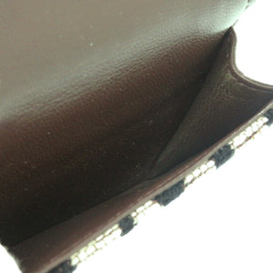 新品同様 ヴァレンティノ ロコ トワル イコノグラフ キャンバス レザー ブラウン ゴールド金具 チェーンウォレット 三つ折り財布 茶 0013【中古】VALENTINO