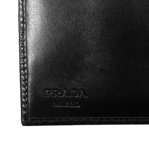 プラダ レザー ブラック 黒 三つ折り財布 0023【中古】PRADA メンズ