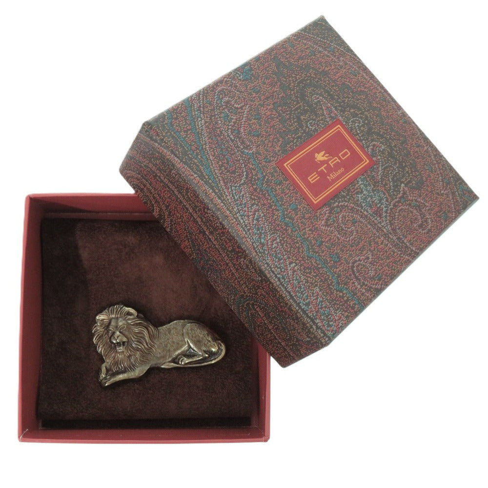 新品同様 エトロ ライオン モチーフ メタル ゴールド ブローチ 0026【中古】ETRO