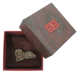 新品同様 エトロ ライオン モチーフ メタル ゴールド ブローチ 0026【中古】ETRO