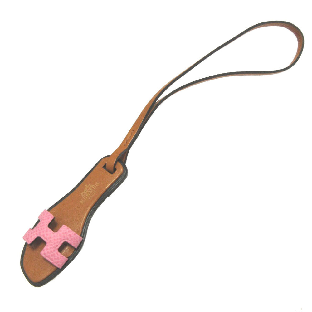 未使用 エルメス オランナノ サンダル エプソン バトラー ヴァッシュハンター ローズコンフェッティ ナチュラルサブレ ブラック バッグチャーム キーホルダー 0056【中古】HERMES