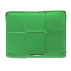 新品同様 ボッテガヴェネタ 708614 マキシイントレチャート カセット ICチップ レザー グリーン 緑 2つ折り財布 財布 0057【中古】BOTTEGA VENETA
