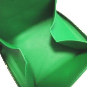 新品同様 ボッテガヴェネタ 708614 マキシイントレチャート カセット ICチップ レザー グリーン 緑 2つ折り財布 財布 0057【中古】BOTTEGA VENETA