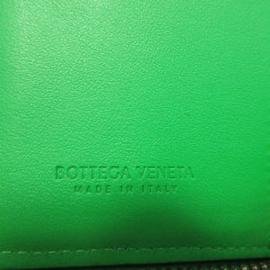 新品同様 ボッテガヴェネタ 708614 マキシイントレチャート カセット ICチップ レザー グリーン 緑 2つ折り財布 財布 0057【中古】BOTTEGA VENETA