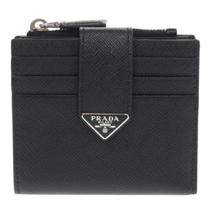 未使用品 プラダ トライアングルロゴ サフィアーノ 2MC066 ブラック 二つ折り財布 黒 0062【中古】PRADA メンズ
